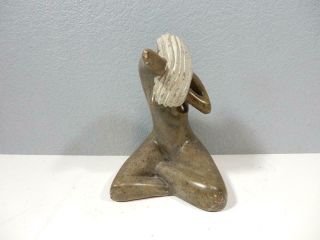 Mid Century Polished Stone Sculpture Of Nude Woman - 8 1/2 Inches Tall