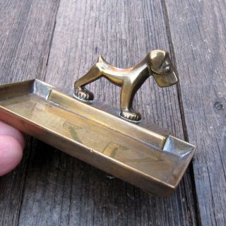 Old Art Deco Brass Scotty Dog Trinket Dish Pin Tray Calling Card