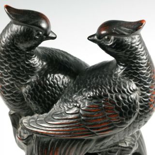 Vtg 70s Fitz & Floyd Vernissage Hand Painted Ceramic Love Birds Black Oxblood