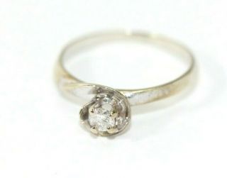 Vintage 14k White Gold, .  15 Ct Solitaire Diamond Womens Ring: Size 6,  1.  9 Grams