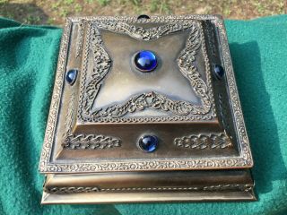 Antique Arts And Crafts Bronze Art Nouveau 6x6 Jewelry Presentation Box Ca.  1900