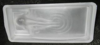Vintage Art Deco Nude Lady Bathing Frosted Clear Glass Dish or Ring Tray USA 3