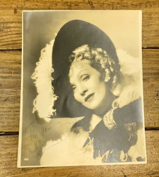 Actress Marlene Dietrich Hand Signed Sepia Toned Vintage Photograph W/ Bas