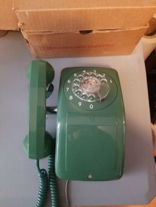 Vintage Gte Automatic Electric Green Wall Mounted Rotary Telephone Nos