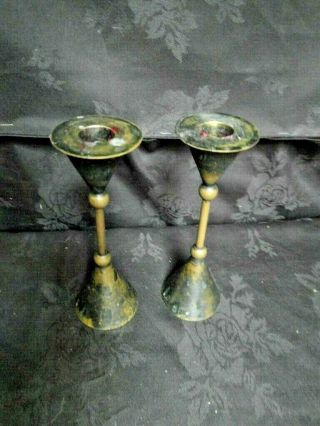Arts And Crafts Brass Candle Sticks Holders