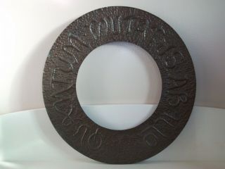 Rare Antique Arts & Crafts Hammered Bronze 15 " Circular Frame - Virgil Quote