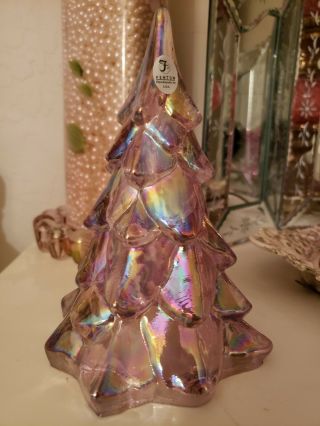 Vintage Fenton Iridescent Pink Glass Christmas Tree 7 1/2 " T