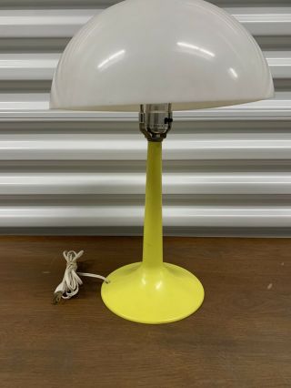 Vintage Mid Century Retro Yellow & White Mushroom Lamp