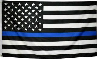 American Flag 3 X 5 Foot - Thin Blue Line Printed Stars With Grommets