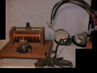 Vintage Crystal Radio Set - Homebrew - W/headphones Frost Fones