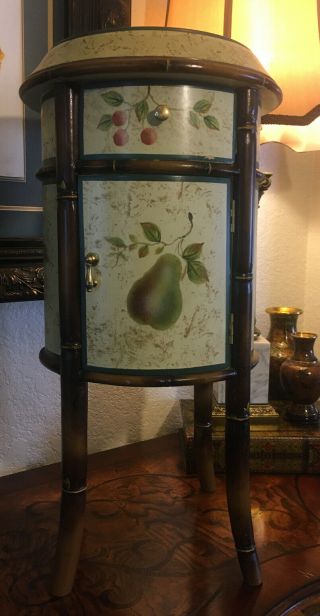 Vintage Handpainted Country Chic Accent Table With Storage