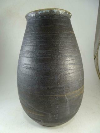 Vintage Mid Century Modern Art Pottery Table Vase Studio Signed 12.  5 " Tall Retro