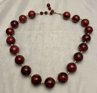 Vintage Estate Chunky Marbled Red Cherry Amber Bakelite Bead Necklace