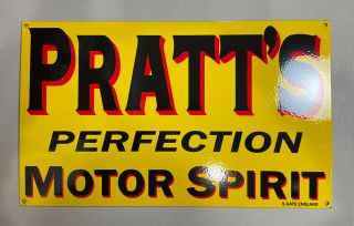 Vintage Pratt’s Motor Spirit Oil Porcelain Sign Gas Pump Plate Service Station