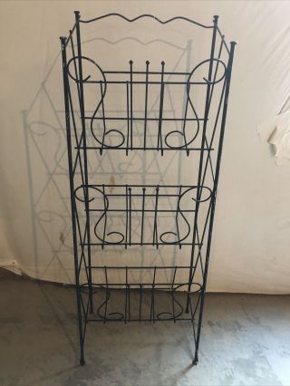 Vintage Metal Wire 3 Tier Record Holder Stand Rack