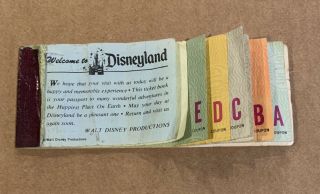Vintage Disneyland Ride Ticket Coupon Book 1975 A - E With Matching Serial Numbers