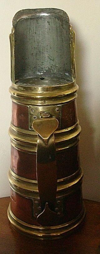 Vintage Rare Edwardian English Arts & Crafts Copper & Brass Liquid Measure/jug