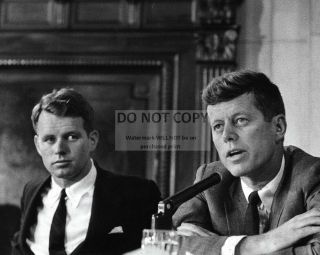 Senator John F.  Kennedy With Brother Robert Bobby In 1957 - 8x10 Photo (op - 813)