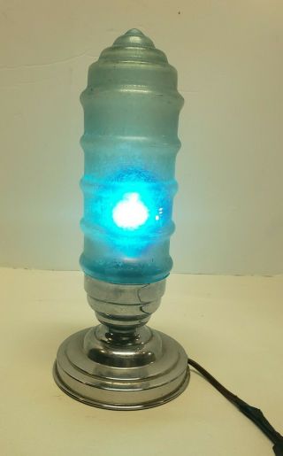 Vintage Frosted Glass Torpedo Lamp Art Deco Skyscraper Bullet Boudoir Vanity