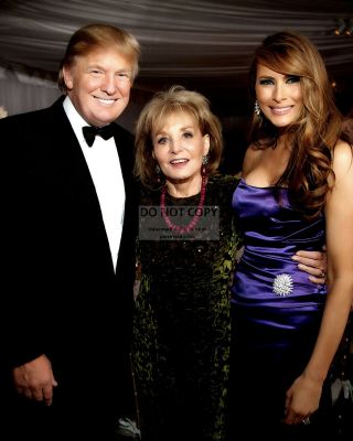 Donald And Melania Trump With Barbara Walters In 2009 - 8x10 Photo (az858)