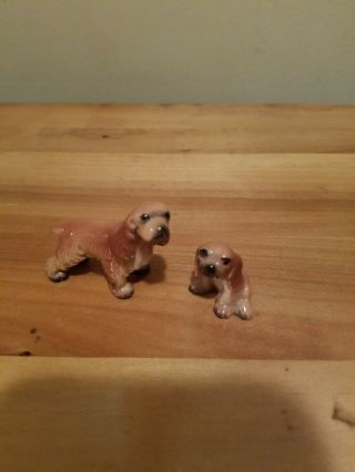 Vintage Porcelain Cocker Spaniel With Puppy Figure Dog Figurine