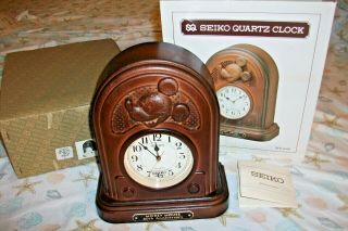 1987 Walt Disney Mickey Mouse Talking 60th Anniversary Seiko Quartz Mantle Clock