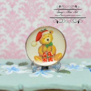 1:12 Dollhouse Miniature Christmas Bear Decorative Plate Bb Cdd467 - 2