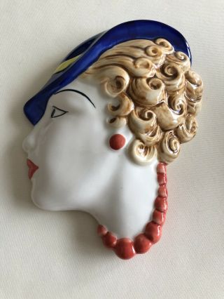 Art Deco Style Ladies Head Wall Plaque Moorland Staffordshire Pottery