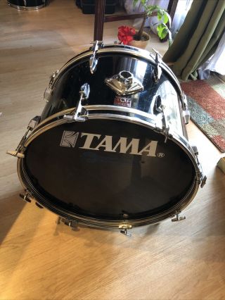 Vintage Tama Swingstar 22 Black Bass Drum Japan 1983 Red T Badge
