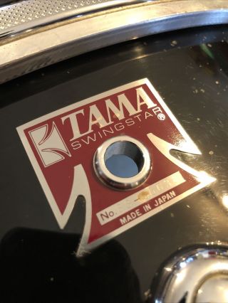 Vintage TAMA Swingstar 22 Black BASS DRUM Japan 1983 Red T Badge 2