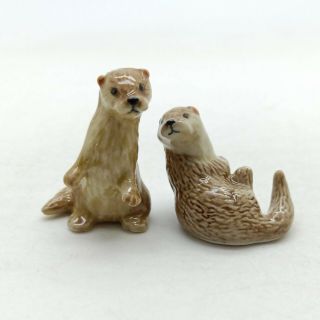 2 Otter Ceramic Figurine Animal Statue - Cfx006