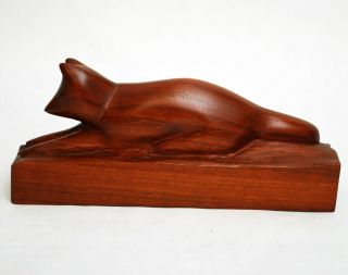 Signed Wood Carving Fox Sculpture Glen Price Mid Century Modern Vintage Walnut