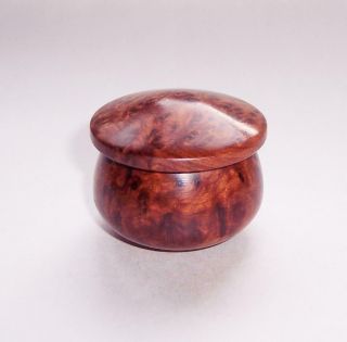 Vintage Small Art Deco Style Burr/burl Wood Keepsake Trinket Stash Box Mushroom