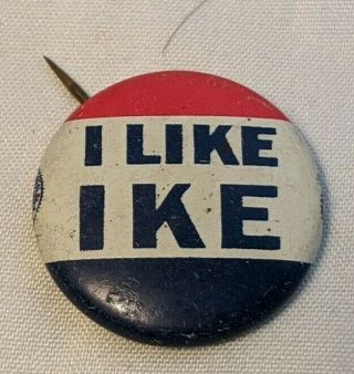 I Like Ike Vintage Campaign Button Pin Dwight D Eisenhower 7/8 "