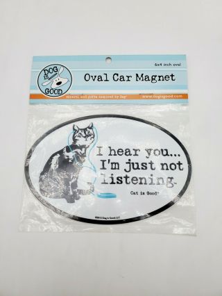 Oval Magnetic Cat Car Magnet By Dog Is Good Pet Lover Funny Fridge Gift Nwt