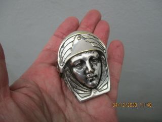 A Fine Quality Silver Plated Art Nouveau Womans Face Paper Clip C1910