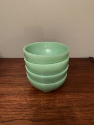 4 Vintage Fire King Jadeite Green Oven Ware Cereal Chili Bowl