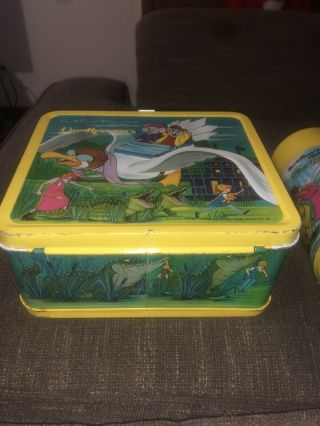 1977 Walt Disney Presents The Rescuers 3 - D Metal Lunch Box And Thermos 2