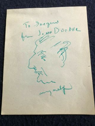 Vtg John Decker (1895 - 1947) Caricaturist Painter Set Designer Signed Album Page