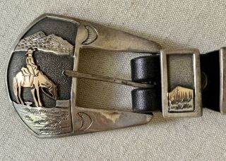 Vintage Native American Sterling Silver Overlay Belt Buckle Hand Stamped 14k?
