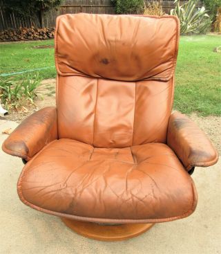 Vintage Ekornes Stressless Recliner Lounge Chair Mid Century Danish Modern