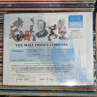 The Walt Disney Company Stock Certificate Dated 1994 1 Share Dtc Mickey Mouse