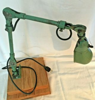 Vintage Industrial Green Articulated Workbench Machine Task Desk Lamp Work Light