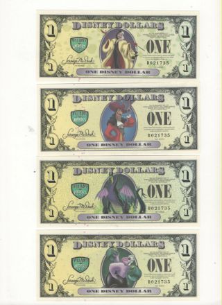 Disney Dollars.  Villains & Heroes.  All The Same Serial Number Con
