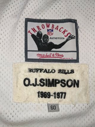 OJ Simpson VINTAGE 1970’s NFL Buffalo Bills Throwback White Jersey Size 60 Mens 3