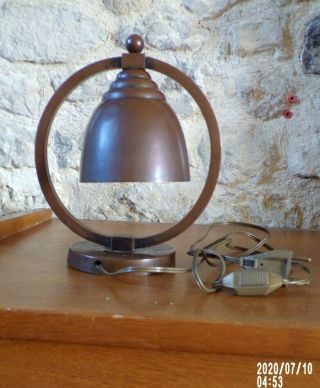 Art Deco Table/desk Lamp Circle Copper Patinated - Tilts French