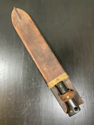 Vintage 1940 WW2 LEGITIMUS Collins & Co USA Machete Bushwhacker Knife in Sheath 2