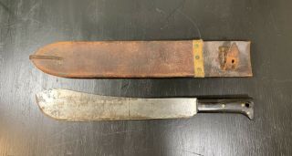 Vintage 1940 WW2 LEGITIMUS Collins & Co USA Machete Bushwhacker Knife in Sheath 3