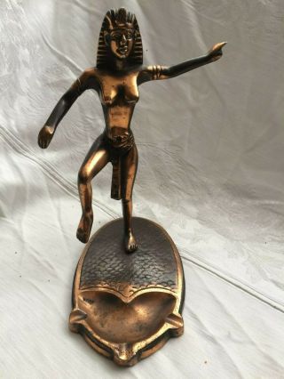 10  Vintage Female Nude Ashtray Stand Egyptian Woman Goddess Statue Ashtray
