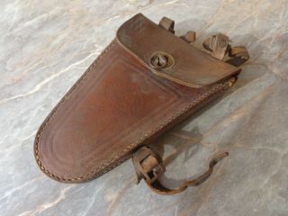 Vtg Wwii Ww2 Era Bicycle Bike Tools Triangle Frame Leather Case Box Bag Pouch